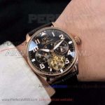 Perfect Replica IWC Portugieser Black Tourbillon Face Rose Gold Bezel 42mm Men's